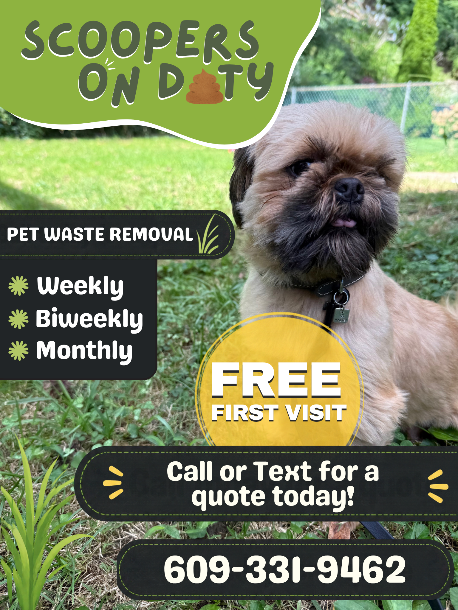Scoopers On Duty — pet waste removal flyer